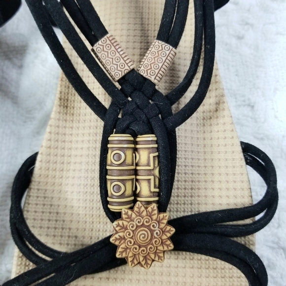 Black Flat Casual Bohemian Beach Style Beaded  Summer Sandals, size 7 - Picture 6 of 10